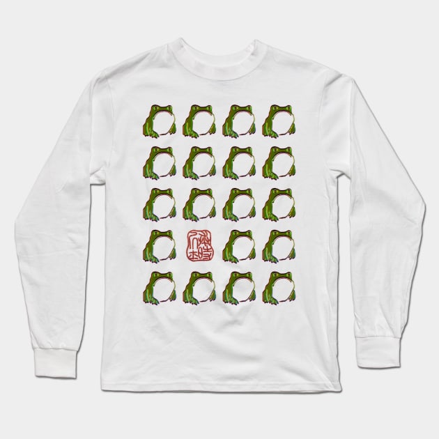 Grumpy Frog Green - Matsumoto Hoji Long Sleeve T-Shirt by nphindenberg